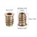 Uxcell 1 4-20 X 15mm Threaded Inserts For Wood 50pcs Nuts Insert With Hex Wrench And Drill Bit Silver Tone