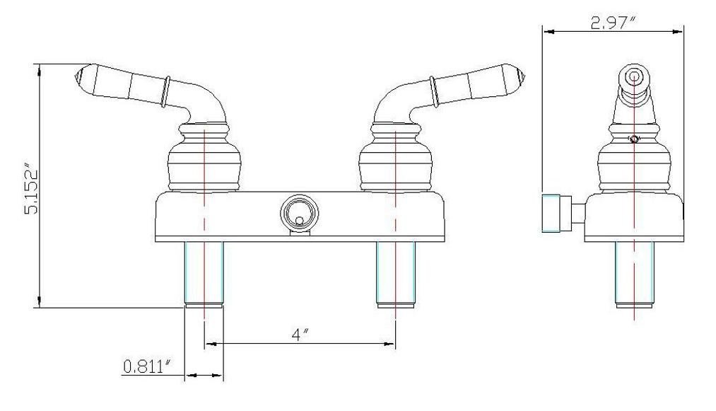 Rv Mobile Home Shower Faucet With Top Threaded Diverter Chrome