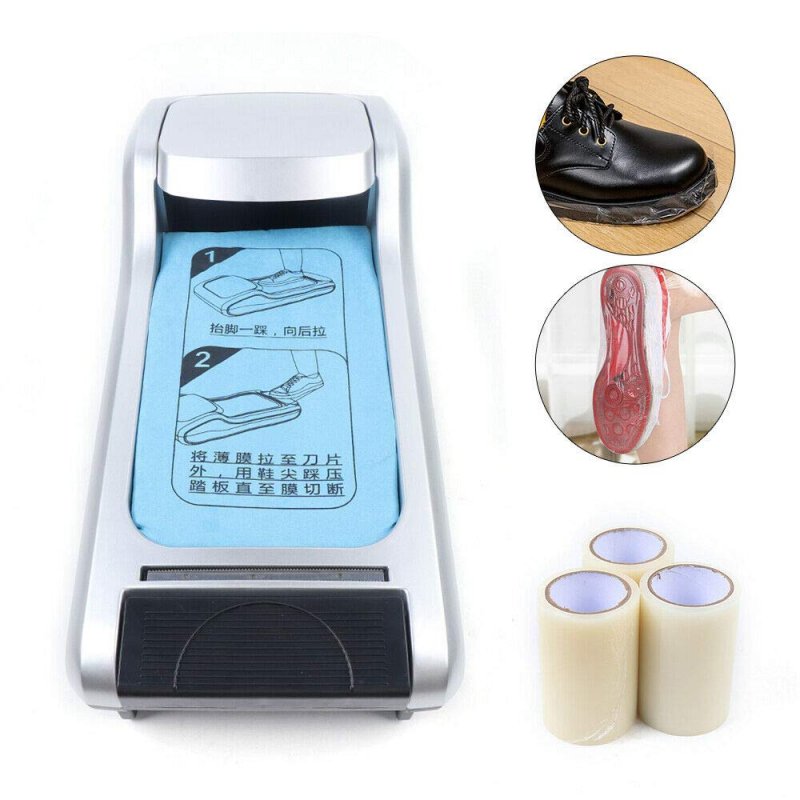 Ethedeal Shoe Film Machine Portable Automatic Cover Dispenser For Home Office Membrane 3 Rolls Silver