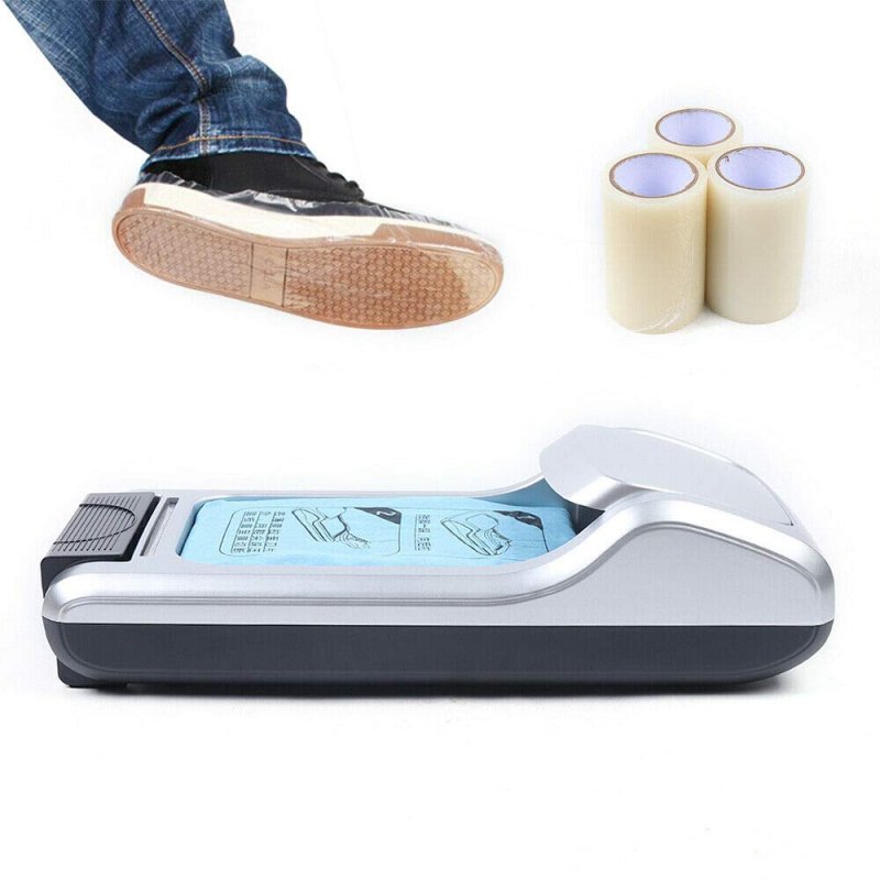Ethedeal Shoe Film Machine Portable Automatic Cover Dispenser For Home Office Membrane 3 Rolls Silver