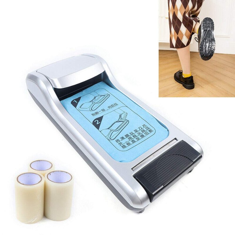Ethedeal Shoe Film Machine Portable Automatic Cover Dispenser For Home Office Membrane 3 Rolls Silver
