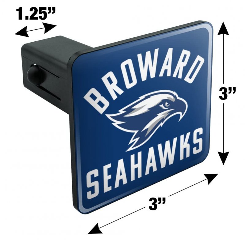 Broward College Seahawks Logo Trailer Hitch Cover Plug Insert For 1 25 In Receivers Durable Abs Plastic Square Design