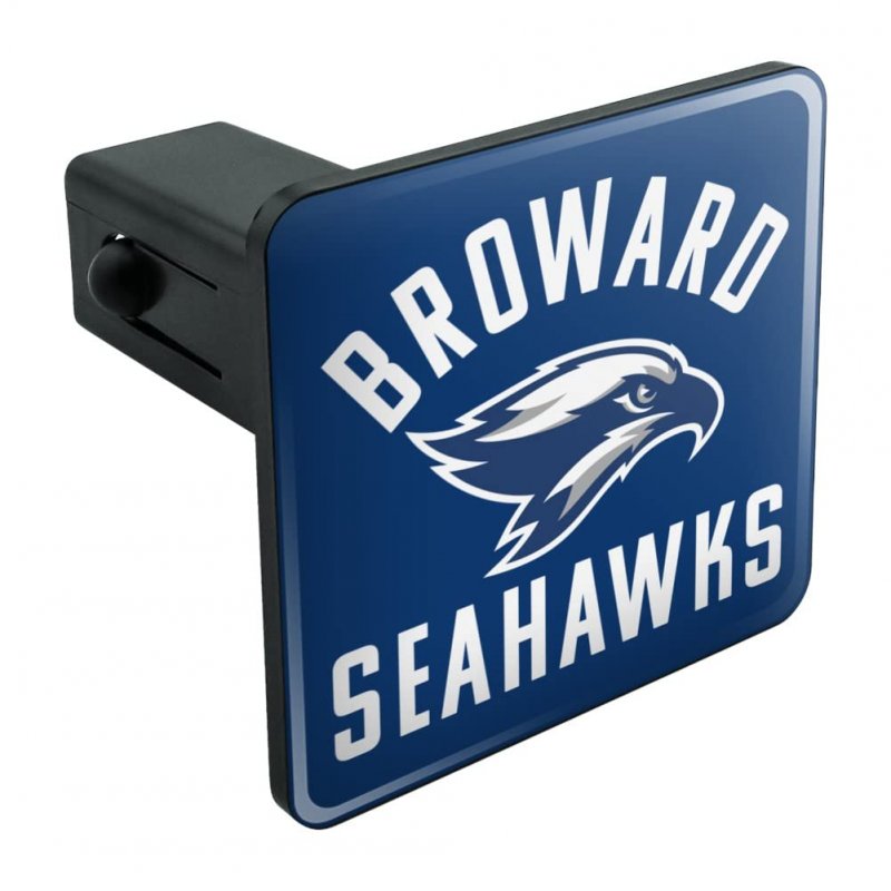 Broward College Seahawks Logo Trailer Hitch Cover Plug Insert For 1 25 In Receivers Durable Abs Plastic Square Design