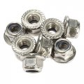 M6 1 0 Serrated Flange Nylon Insert Lock Nuts 304 Stainless Steel 18 8 Bright Finish 25 Pieces
