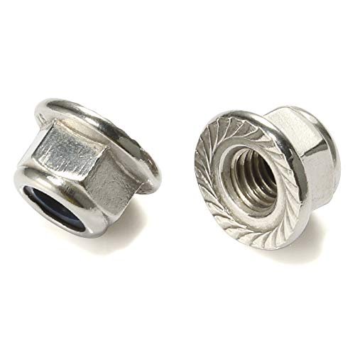 M6 1 0 Serrated Flange Nylon Insert Lock Nuts 304 Stainless Steel 18 8 Bright Finish 25 Pieces