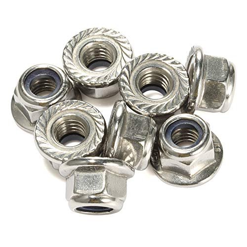 M6 1 0 Serrated Flange Nylon Insert Lock Nuts 304 Stainless Steel 18 8 Bright Finish 25 Pieces