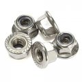 M6 1 0 Serrated Flange Nylon Insert Lock Nuts 304 Stainless Steel 18 8 Bright Finish 25 Pieces