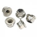 M6 1 0 Serrated Flange Nylon Insert Lock Nuts 304 Stainless Steel 18 8 Bright Finish 25 Pieces