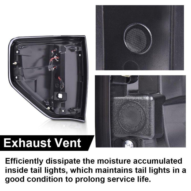 Tail Light Assembly W Wiring Harness For Ford F150 2009 2010 2011 2012 2013 2014 Rear Driver Passenger Side Clear Lens Black