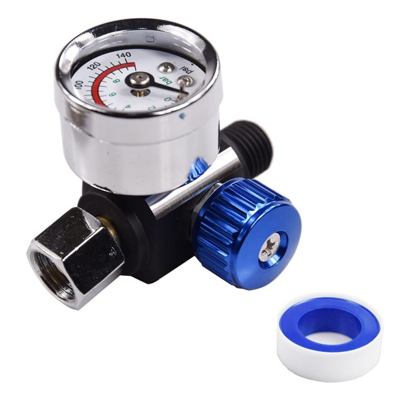 Spray Gun Air Pressure Regulator Kit 1 4 In Npt Regulating Valve For Pneumatic Tools And Hvlp Guns Aluminum Alloy Blue
