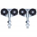 2pcs Double Door Suspension Wheels Steel Dual Wheel Track Trolley Silver Slide Rail Roller Barn With Nuts 
