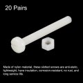 Uxcell 20 Pairs Nylon Screw Nut Assortment M6x60mm Slotted Pan Head Screws M6 Hex Nuts For Machinery Electronics White