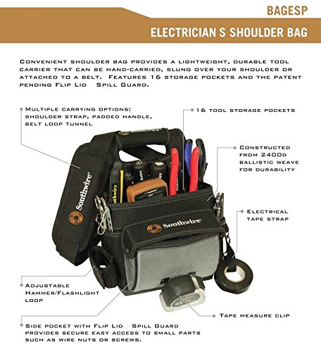 Southwire Tools & Equipment BAGESP Electrician's Shoulder Pouch Tool Carrier 