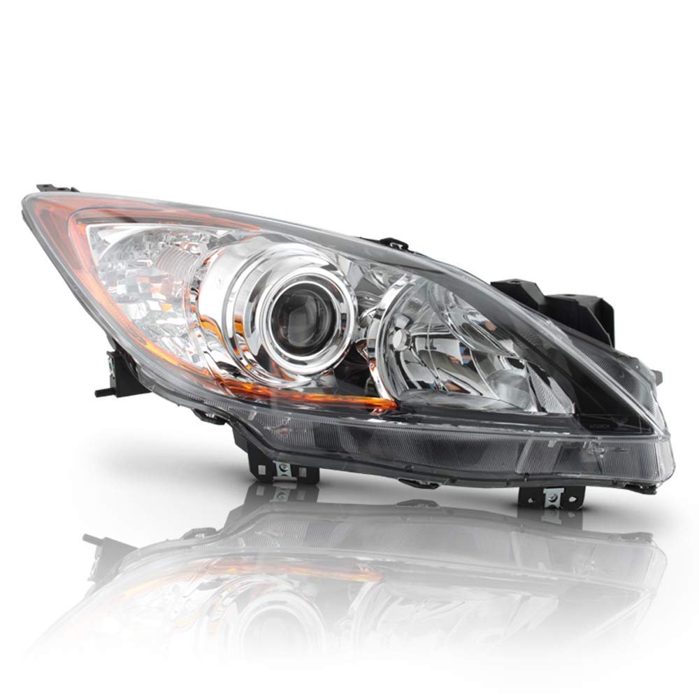 Passenger Side Headlight Assembly For 2010 2013 Mazda 3 Halogen Model Titanium Clear Lens And Chrome Housing Replacement