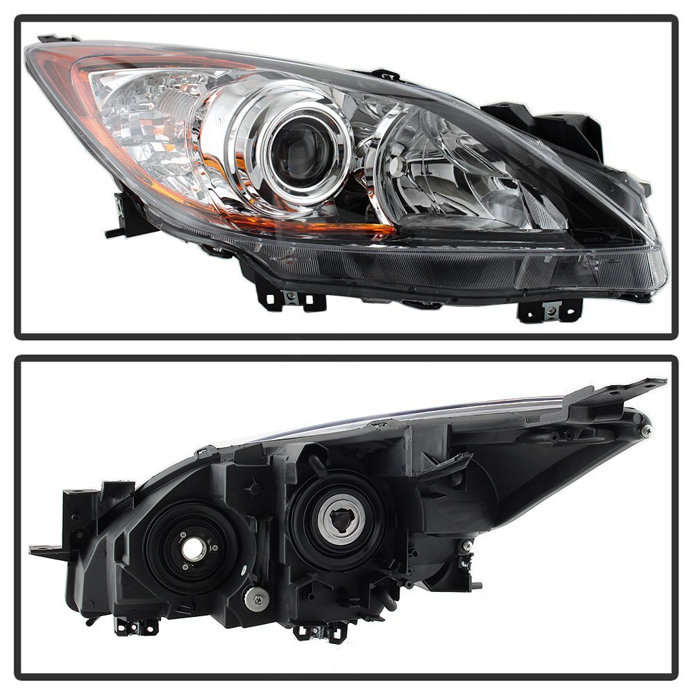 Passenger Side Headlight Assembly For 2010 2013 Mazda 3 Halogen Model Titanium Clear Lens And Chrome Housing Replacement
