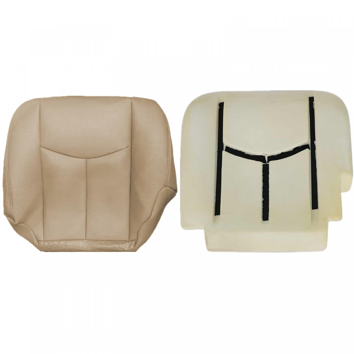 Driver Passenger Side Bottom Foam Cushion Replacement Leather Seat Cover Tan 522 For Chevy Silverado Gmc Sierra 1500 2500 3500