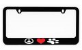 License Plate Frame Peace Love Paws Car Black Holder Tag Cover Auto For Dog Puppy Kitty Cat Lovers Pet Parents Fur Baby 