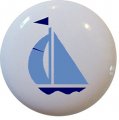 Carolina Hardware And Decor 1616 Light Blue Navy Sailboat Ceramic Cabinet Drawer Knob 