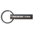 Jeep Rubicon Wrangler Real Carbon Fiber Tube Style Keychain Black Leather Strap With Full Color Logo 2 13 In X 0 5 Model E3