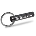 Jeep Rubicon Wrangler Real Carbon Fiber Tube Style Keychain Black Leather Strap With Full Color Logo 2 13 In X 0 5 Model E3