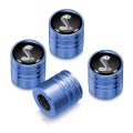 Ford Mustang Cobra Aluminum Tire Valve Stem Caps Black On Blue Cylinder Style Official Licensed Set Of 4 Universal Fit For Car 