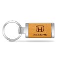 Honda Accord Laser Engraved Maple Wood Key Chain With Chrome Metal Trim 2 125 In X 0 875 Modern Style Pendant