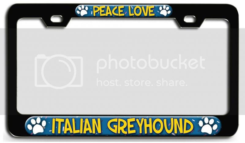 Peace Love Italian Greyhound Dogs Pets Bl 3d Metal License Plate Frame Auto Suv Truck Tag Holder G56