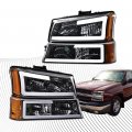 Led Headlight Clear Lens Chrome Housing Amber Corner For Chevy Silverado 1500 2500 3500 Hd Model 03-06 Avalanche Fit No 
