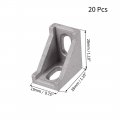 Uxcell Inside Corner Bracket Gusset 28mm X For 2020 Series Aluminum Extrusion Profile 20 Pcs Silver