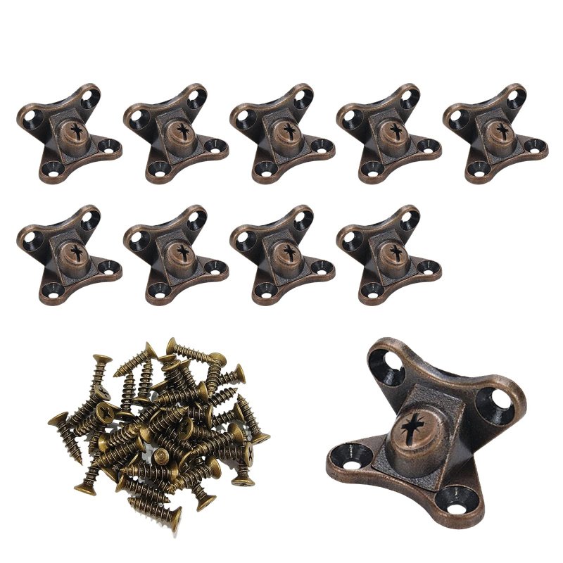 Tsnamay 10pcs Detachable Corner Brace Zinc Alloy Butterfly Code Right Angle Support Shelf Brackets Red Bronze