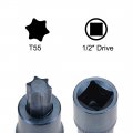 Uxcell 1 2 Drive X T55 Torx Bit Socket Steel Bits Cr-v Sockets Metric 2 Length Blue For Hand Use Only