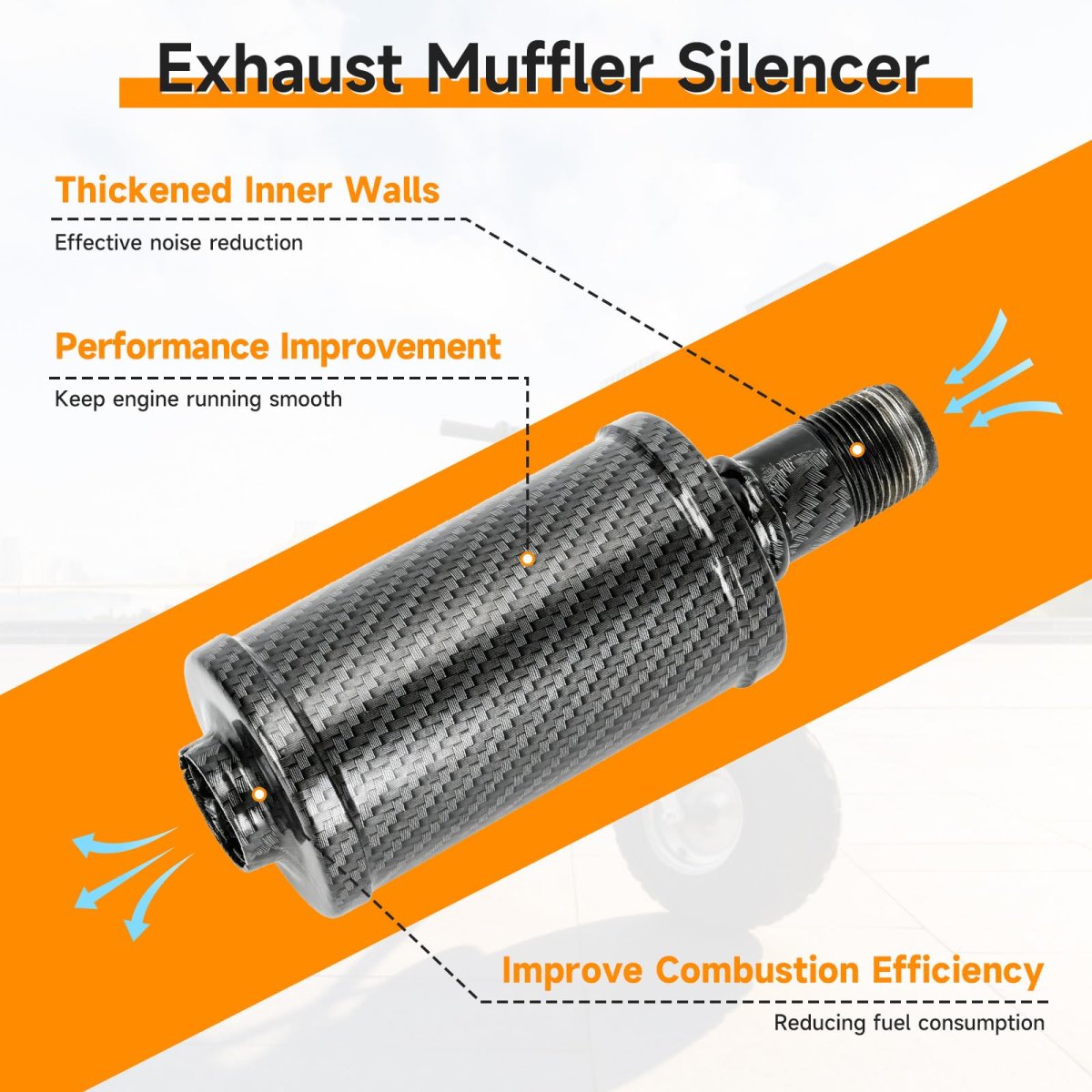 Mini Bike Exhaust Muffler For Predator 212cc 196cc 420cc Engines Imitation Carbon Fiber Silencer Coleman Ct200u Bt200x Kt196 Go