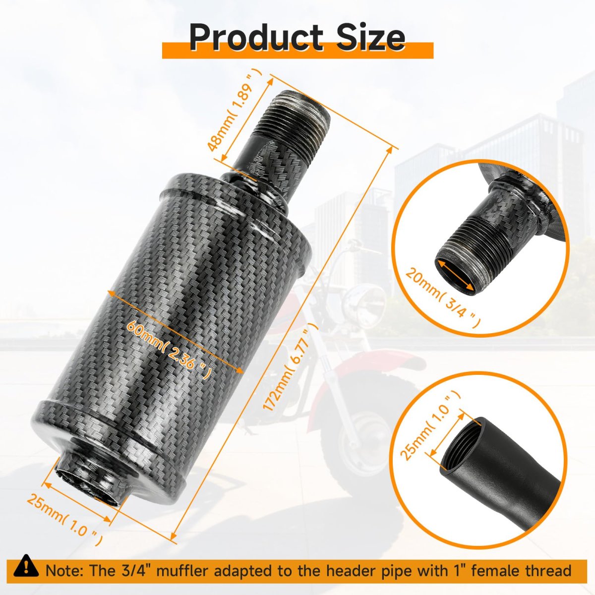 Mini Bike Exhaust Muffler For Predator 212cc 196cc 420cc Engines Imitation Carbon Fiber Silencer Coleman Ct200u Bt200x Kt196 Go