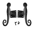Renovators Supply Manufacturing Shutter Dogs 5 In Black Rat Tail Shaped Wrought Iron With Mounting Hardware 