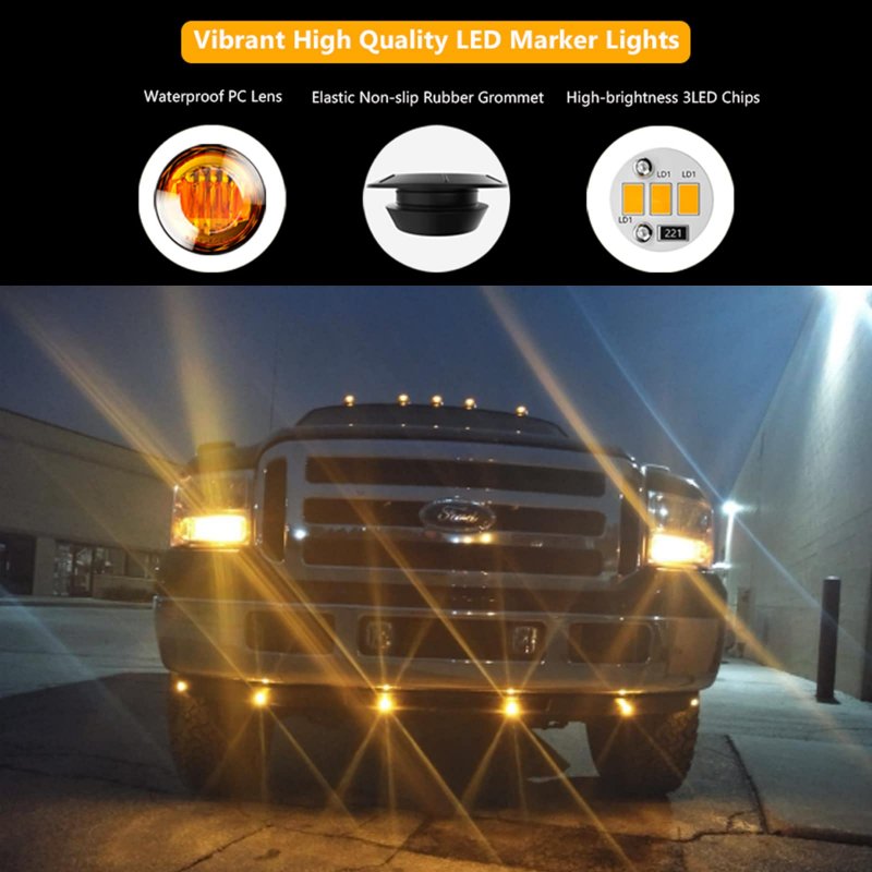 10pcs 3 4 In Round Led Amber Side Marker Lights Waterproof Bullet Front Rear Clearance Turn Signal Indicators For Trailer Truck