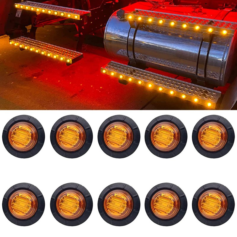 10pcs 3 4 In Round Led Amber Side Marker Lights Waterproof Bullet Front Rear Clearance Turn Signal Indicators For Trailer Truck