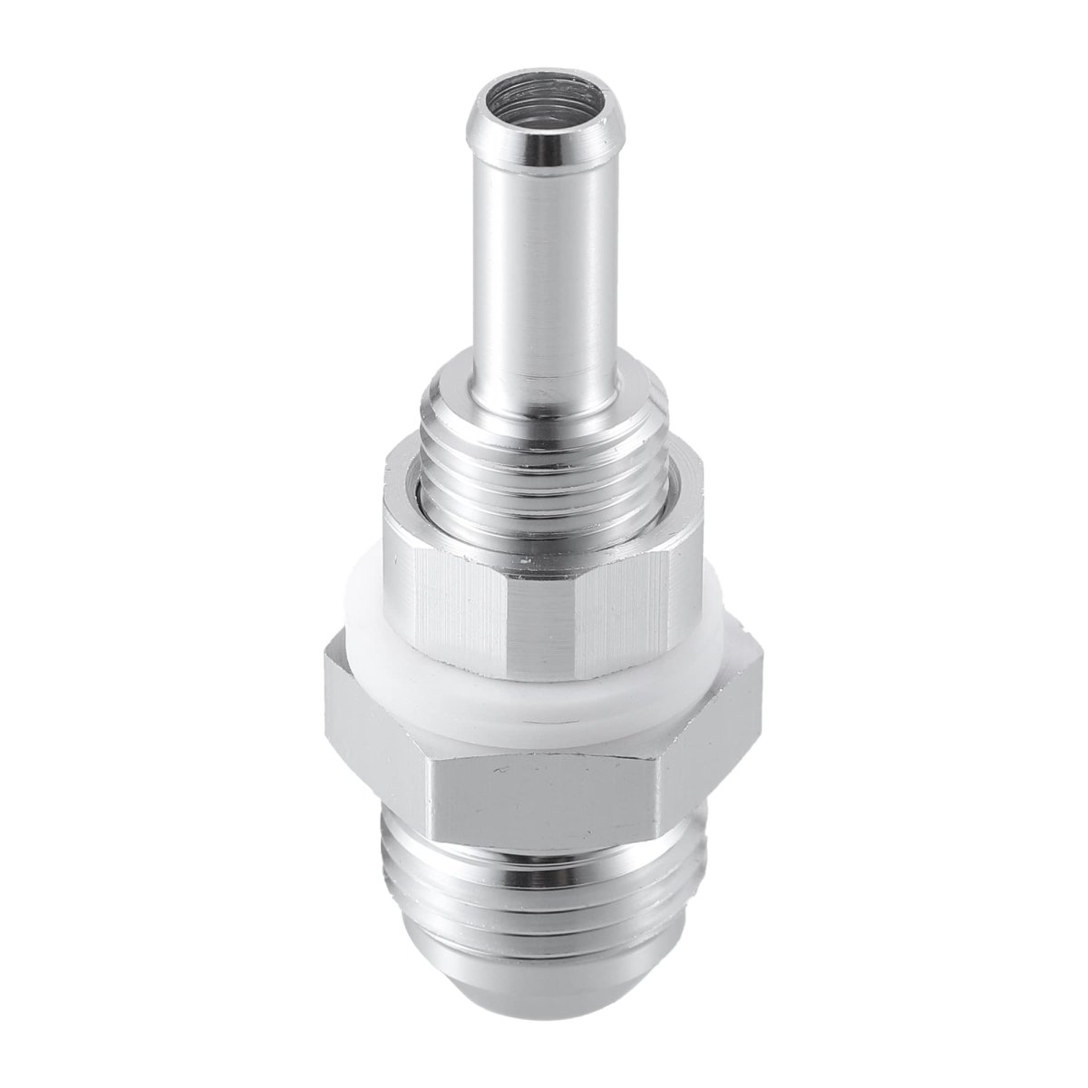 Car Fuel Line Fitting 8an Male Flare Bulkhead To 5 16 Hose Barb Tank Adapters Aluminum Alloy Silver Tone