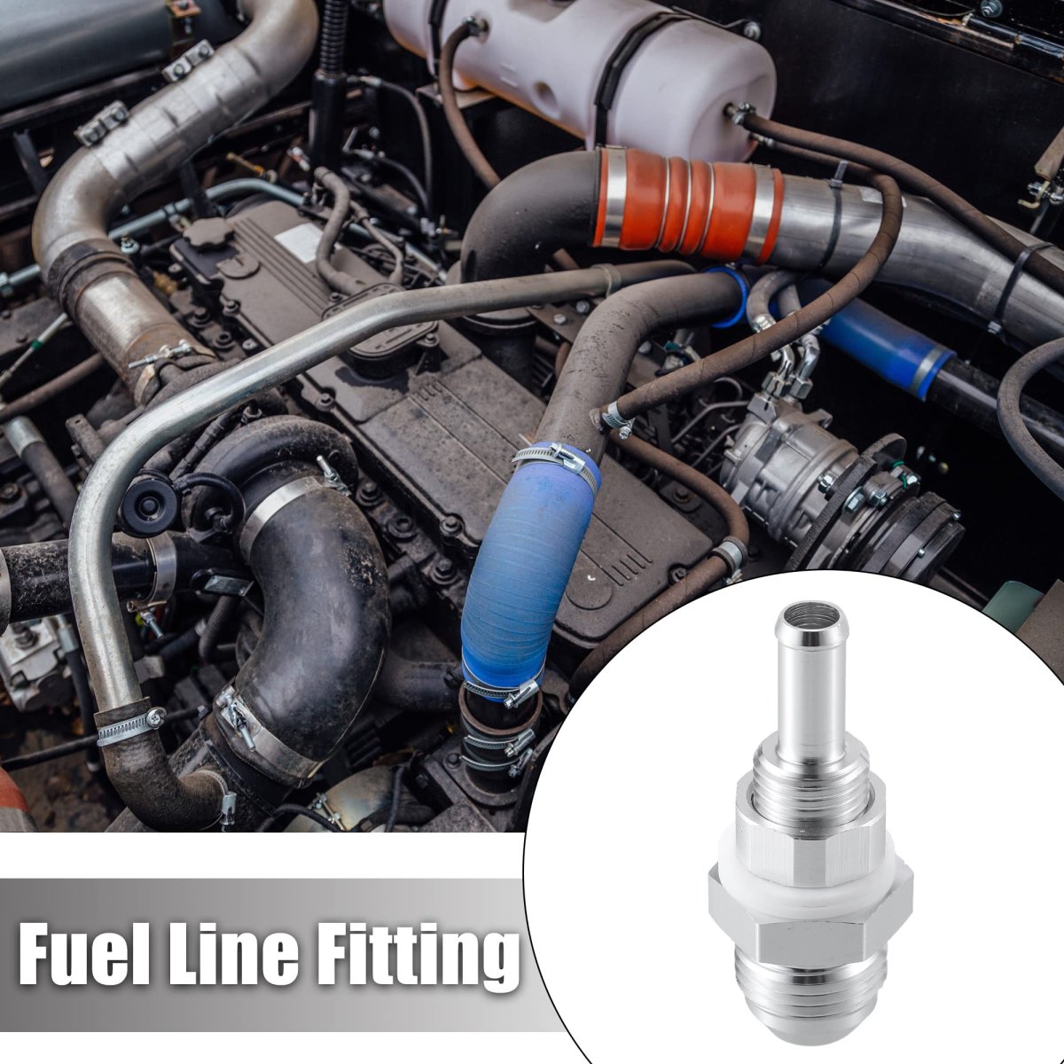 Car Fuel Line Fitting 8an Male Flare Bulkhead To 5 16 Hose Barb Tank Adapters Aluminum Alloy Silver Tone