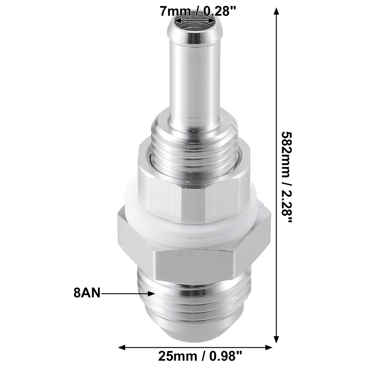 Car Fuel Line Fitting 8an Male Flare Bulkhead To 5 16 Hose Barb Tank Adapters Aluminum Alloy Silver Tone