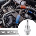 Car Fuel Line Fitting 8an Male Flare Bulkhead To 5 16 Hose Barb Tank Adapters Aluminum Alloy Silver Tone