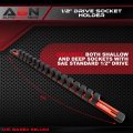 Abn Orange Aluminum Sae Standard 1 2in Drive Socket Holder A Tool And Organizer Rail With Clips