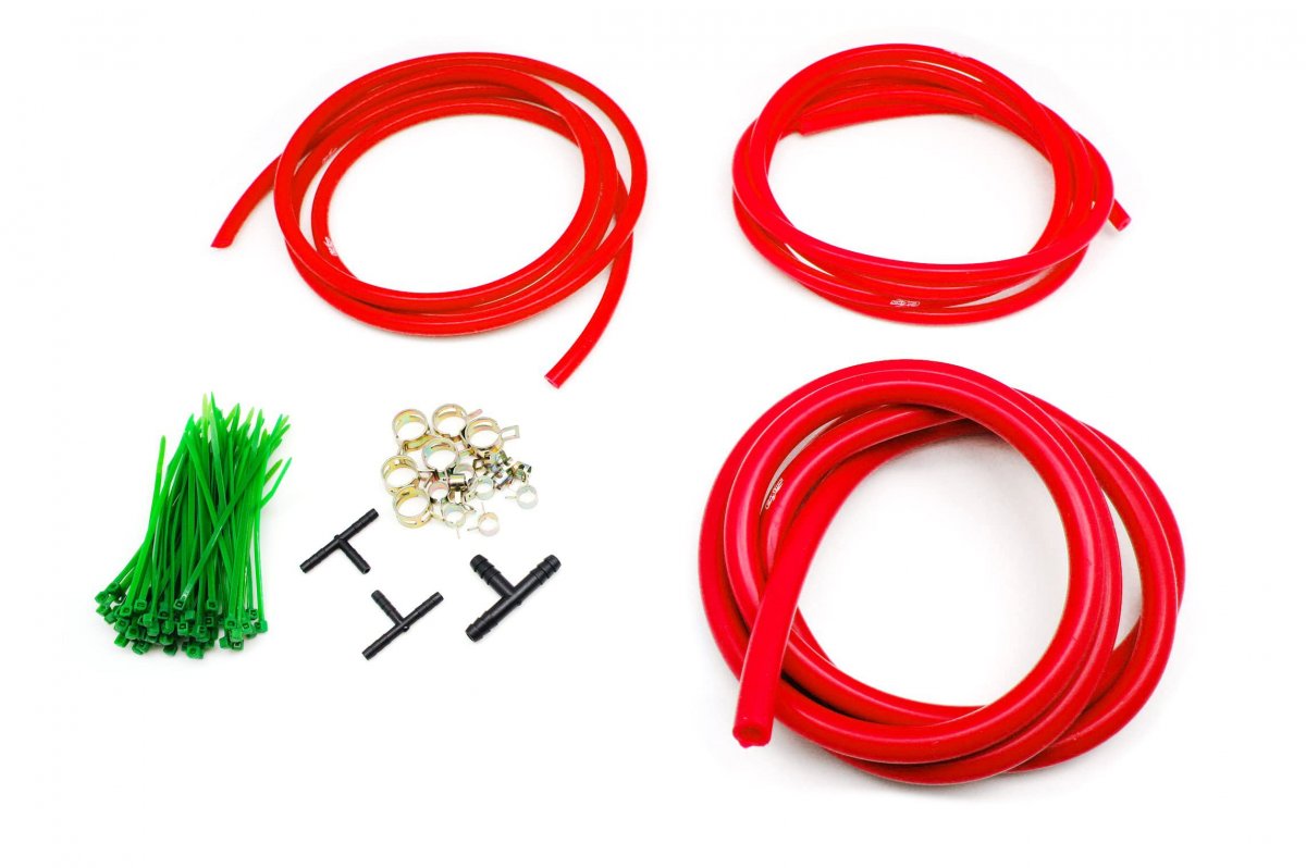 Engine Room Silicone Vacuum Hose Dress Up Diy Kit For Chevrolet All Models Red 3 Pieces With Zip Ties And Spring Clamps 0 12in