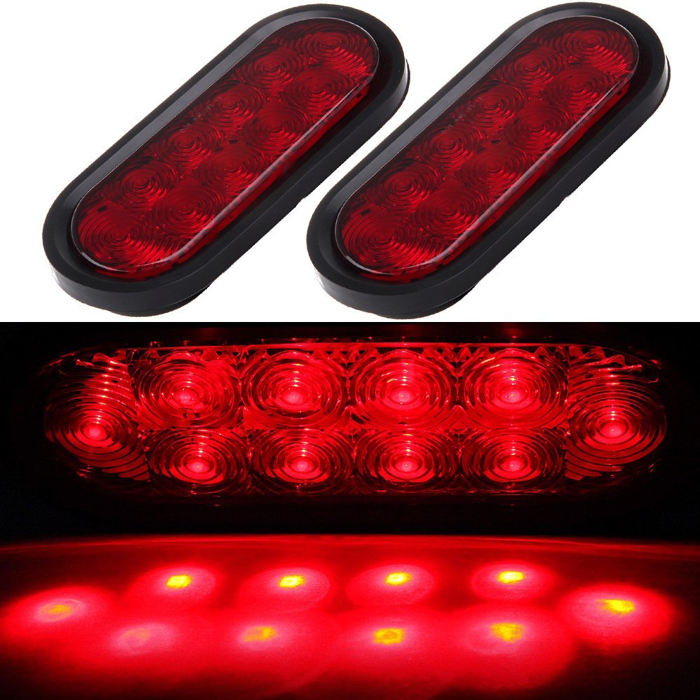 2x 6 In 10 Led Oval Trailer Tail Lights Red Waterproof Clearance Side Marker For Truck Rv Atv Van Camper Universal Mount