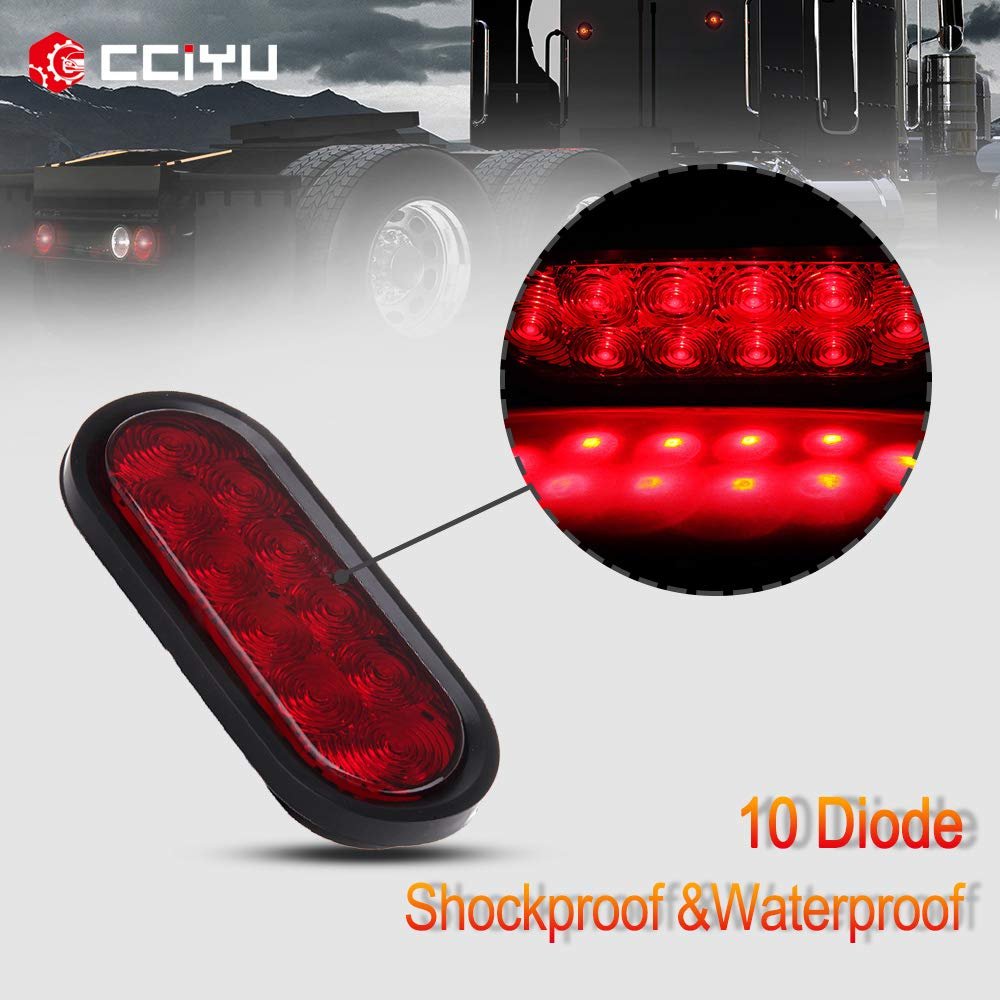 2x 6 In 10 Led Oval Trailer Tail Lights Red Waterproof Clearance Side Marker For Truck Rv Atv Van Camper Universal Mount