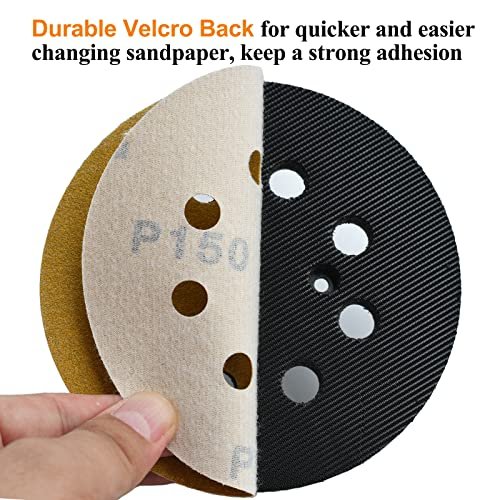 5 In 8 Hole Hook And Loop Sanding Discs 150 Grit Random Orbital Sandpaper Aluminum Oxide 200 Pack