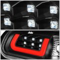 Auto Dynasty Black Housing Clear Lens C-shape Led Stripe Bar Brake Tail Lights Lamps Compatible With Dodge Ram 1500 2500 3500