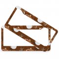 2pack 2 Holes Cute Sloths Bear Relaxing In Coffee Cup On Dark Chocolate Background With Bean Silhouete And License Plate Frame