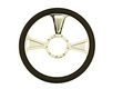 14 Chrome Billet Aluminum 9 Hole Steering Wheel W Half Wrap Black Leather 