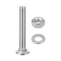 M6x40mm Square Neck Carriage Bolts With Nuts Washers 12set 304 Stainless Steel Round Head Coach Bolt Screws Silver Tone 