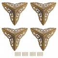 Uxcell 50x50x50mm Metal Box Corner Protectors Brass Edge Guard Bronze Tone 4pcs